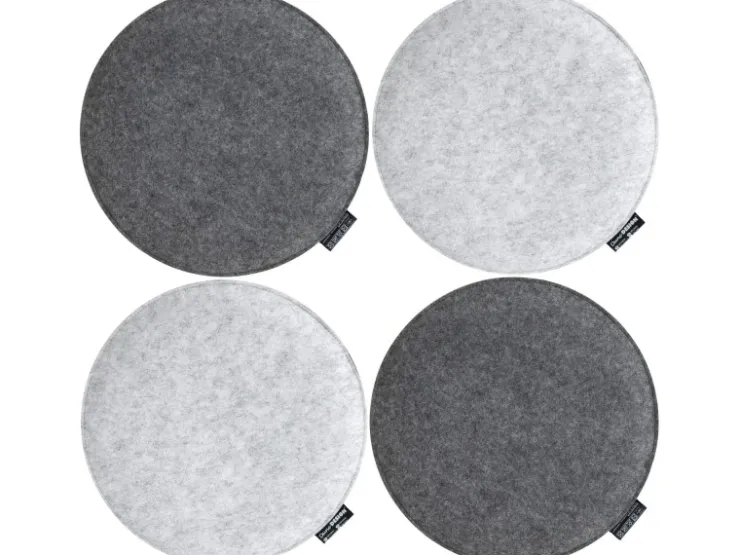 DuneDesign 4 Runde Sitzkissen aus Filz Ø 35 x 2,5 cm in Grau* Kissen