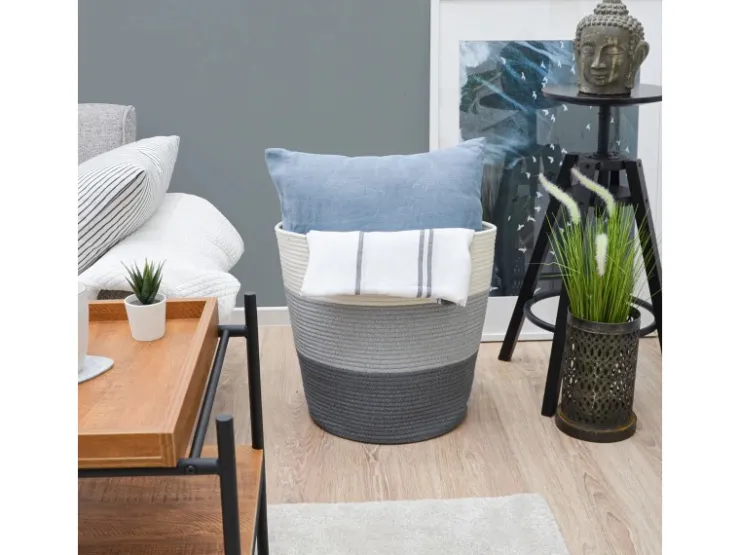 DuneDesign Aufbewahrungskorb aus Baumwolle 50 Liter Ø 38 x 46 cm* Kissen