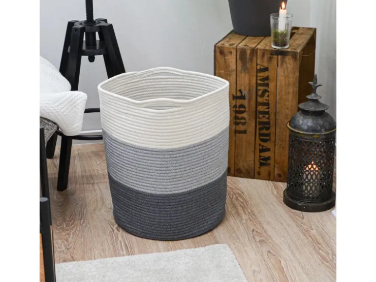 DuneDesign Aufbewahrungskorb aus Baumwolle 50 Liter Ø 38 x 46 cm* Kissen