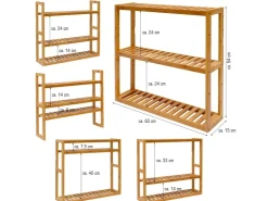 DuneDesign Bambus Regal für das Badezimmer 60 x 54 x 15 cm* Wandregale|Holzregale