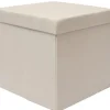 DuneDesign Faltbarer Sitzwürfel 38 x 38 x 38 cm mit Stauraum Beige-Grau* Sitzbänke