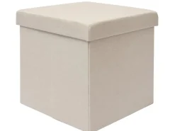 DuneDesign Faltbarer Sitzwürfel 38 x 38 x 38 cm mit Stauraum Beige-Grau* Sitzbänke