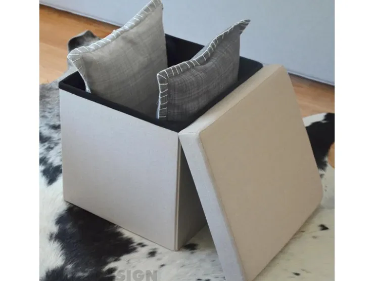DuneDesign Faltbarer Sitzwürfel 38 x 38 x 38 cm mit Stauraum Beige-Grau* Sitzbänke