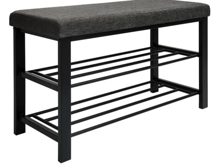 DuneDesign Offener Schuhschrank aus Metall 81 x 32 x 46 cm Grau* Metallregale|Sitzbänke