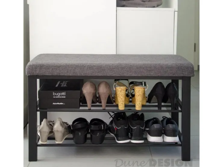 DuneDesign Offener Schuhschrank aus Metall 81 x 32 x 46 cm Grau* Metallregale|Sitzbänke