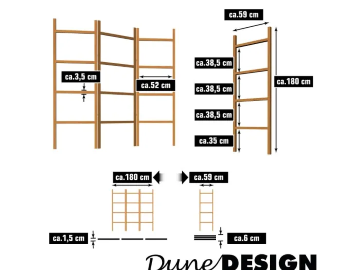 DuneDesign Raumteiler Holz zum Befüllen 180 x 180 cm* Pinnwände|Holzregale