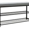 DuneDesign Schuhregal mit Sitzbank 95 x 33 x 52 cm Hellgrau