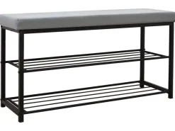 DuneDesign Schuhregal mit Sitzbank 95 x 33 x 52 cm Hellgrau