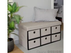 DuneDesign Sitzbank mit 80L Sitztruhe und 6 Schubladen 76 x 38 x 38 cm Beige