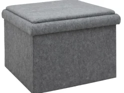 DuneDesign Sitzhocker mit Stauraum 56 x 56 x 40 aus Filz Grau* Sitzbänke