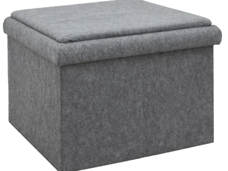 DuneDesign Sitzhocker mit Stauraum 56 x 56 x 40 aus Filz Grau* Sitzbänke