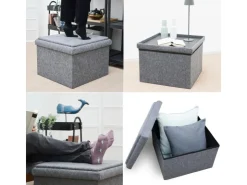 DuneDesign Sitzhocker mit Stauraum 56 x 56 x 40 aus Filz Grau* Sitzbänke