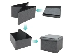DuneDesign Sitzhocker mit Stauraum 56 x 56 x 40 aus Filz Grau* Sitzbänke