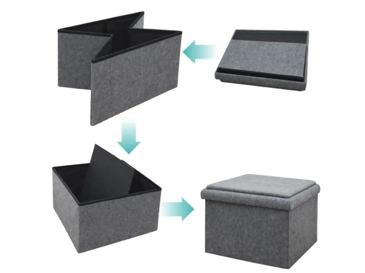 DuneDesign Sitzhocker mit Stauraum 56 x 56 x 40 aus Filz Grau* Sitzbänke