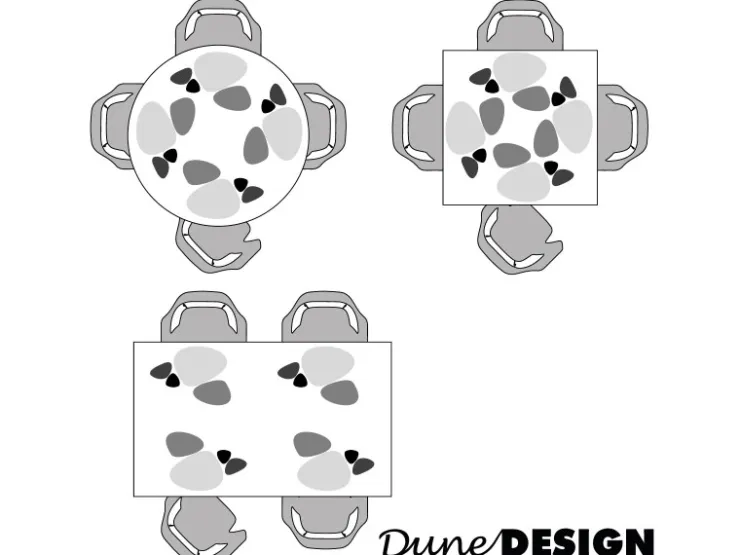 DuneDesign Tischset für 4 Personen Flusskiesel-Design Hellgrau* Vasen