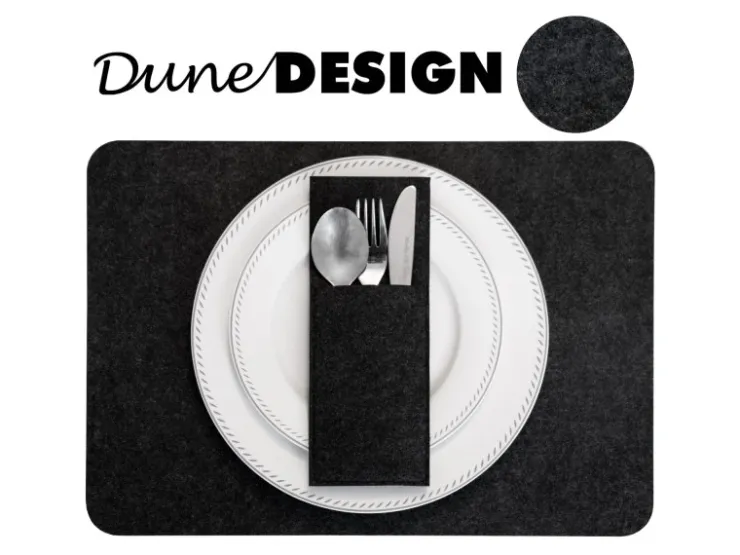 DuneDesign Tischset für 4 Personen aus Filz 43 x 30 cm Anthrazit
