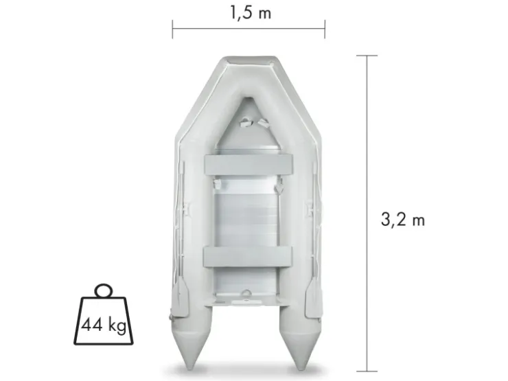Eberth Schlauchboot 4 Personen + 1 Kind 3,20m x 1,50m Boot mit Sitzbank bis 566 kg