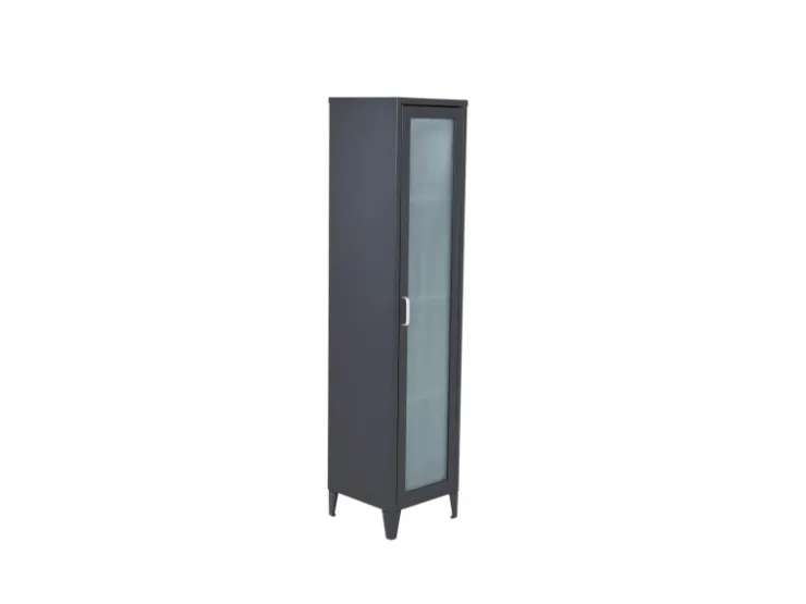 ebuy24 Acero Vitrinenschrank 1 Tür 4 Ablagen Schwarz