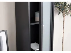 ebuy24 Acero Vitrinenschrank 1 Tür 4 Ablagen Schwarz