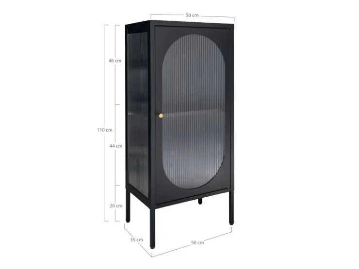 ebuy24 Adelaide Vitrinenschrank 1 Glastür Schwarz