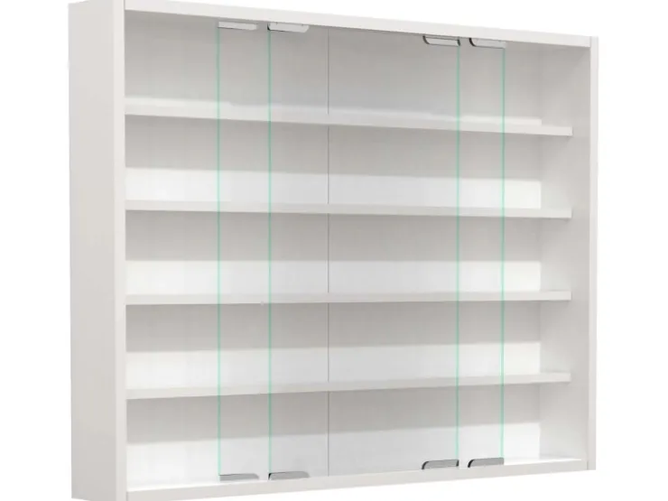 ebuy24 AgisaL Glasvitrinen Wandhängend 2 Schiebetüren Weiß* Vitrinen