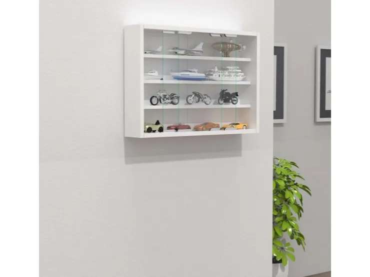ebuy24 AgisaM Glasvitrinen Wandhängend 2 Schiebetüren Weiß