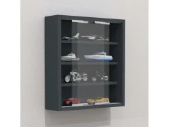 ebuy24 AgisaS Glasvitrinen Wandhängend 2 Schiebetüren Anthrazit* Vitrinen