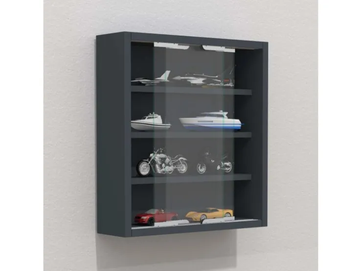 ebuy24 AgisaS Glasvitrinen Wandhängend 2 Schiebetüren Anthrazit* Vitrinen