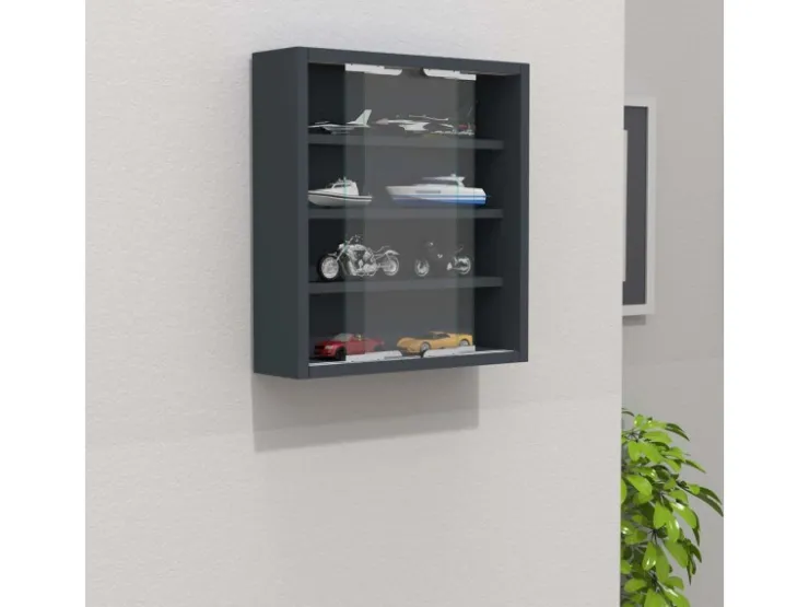 ebuy24 AgisaS Glasvitrinen Wandhängend 2 Schiebetüren Anthrazit* Vitrinen