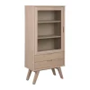 ebuy24 Align Vitrinenschrank Höhe 145 cm 1 Glastür 2 Schubladen Eiche