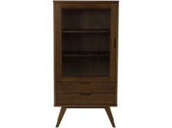 ebuy24 A-Line Vitrinenschrank 1 Tür 2 Schubladen 2 Regale Grau* Vitrinen