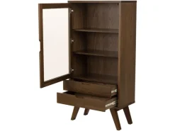 ebuy24 A-Line Vitrinenschrank 1 Tür 2 Schubladen 2 Regale Grau* Vitrinen
