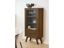 ebuy24 A-Line Vitrinenschrank 1 Tür 2 Schubladen 2 Regale Grau* Vitrinen