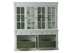 ebuy24 Amaretta 4-Türige Vitrinenschrank Antik Weiss Antik Patiniert* Vitrinen