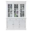 ebuy24 Amaretta 3-Türige Vitrinenschrank Antik Weiß Antik Patinert* Vitrinen