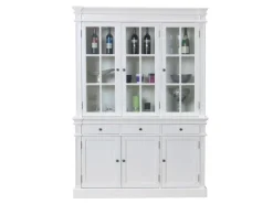 ebuy24 Amaretta 3-Türige Vitrinenschrank Antik Weiß Antik Patinert* Vitrinen