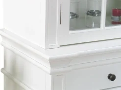 ebuy24 Amaretta 3-Türige Vitrinenschrank Antik Weiß Antik Patinert* Vitrinen