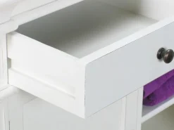 ebuy24 Amaretta 3-Türige Vitrinenschrank Antik Weiß Antik Patinert* Vitrinen