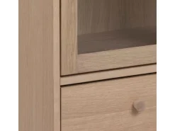ebuy24 Aston Vitrinenschrank mit 2 Glastüren und 1 Schublade Weiß Geölt EichenDekor