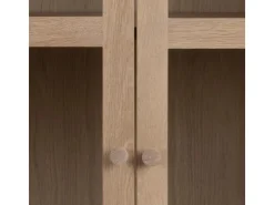 ebuy24 Aston Vitrinenschrank mit 2 Glastüren und 1 Schublade Weiß Geölt EichenDekor