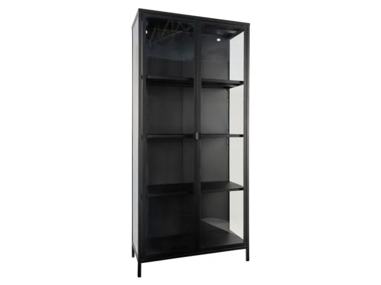 ebuy24 Brisbane Vitrinenschrank Höhe 175 cm Schwarz* Vitrinen