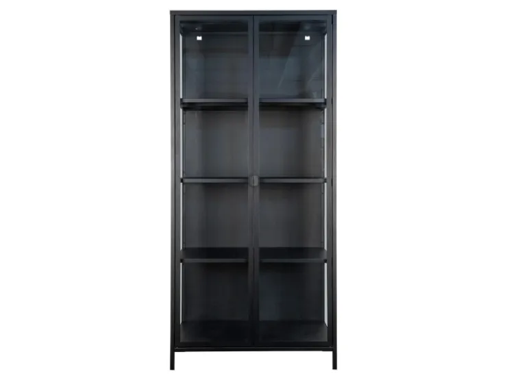 ebuy24 Brisbane Vitrinenschrank Höhe 175 cm Schwarz* Vitrinen