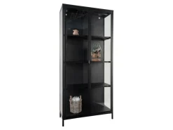ebuy24 Brisbane Vitrinenschrank Höhe 175 cm Schwarz* Vitrinen