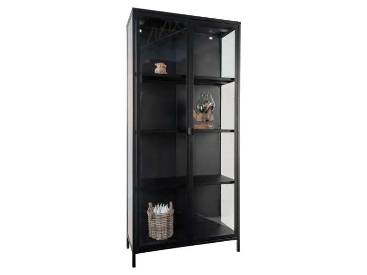 ebuy24 Brisbane Vitrinenschrank Höhe 175 cm Schwarz* Vitrinen