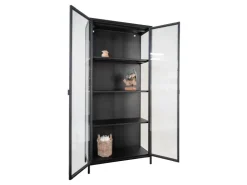 ebuy24 Brisbane Vitrinenschrank Höhe 175 cm Schwarz* Vitrinen