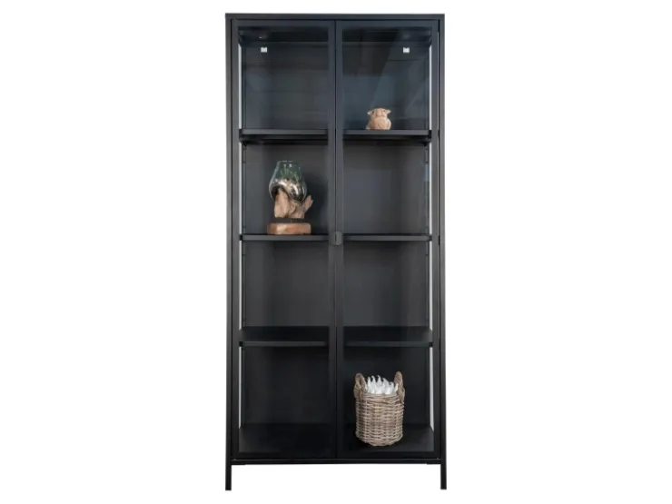 ebuy24 Brisbane Vitrinenschrank Höhe 175 cm Schwarz* Vitrinen
