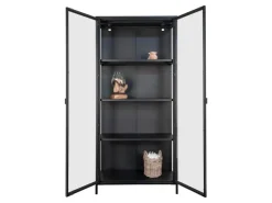 ebuy24 Brisbane Vitrinenschrank Höhe 175 cm Schwarz* Vitrinen