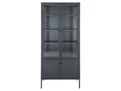ebuy24 Brisbane Vitrinenschrank 4 Türen Schwarz