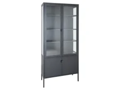 ebuy24 Brisbane Vitrinenschrank 4 Türen Schwarz