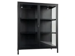 ebuy24 Brisbane Vitrinenschrank Höhe 1015 cm Schwarz
